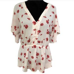 SIENNA SKY Pink Floral Peplum Blouse